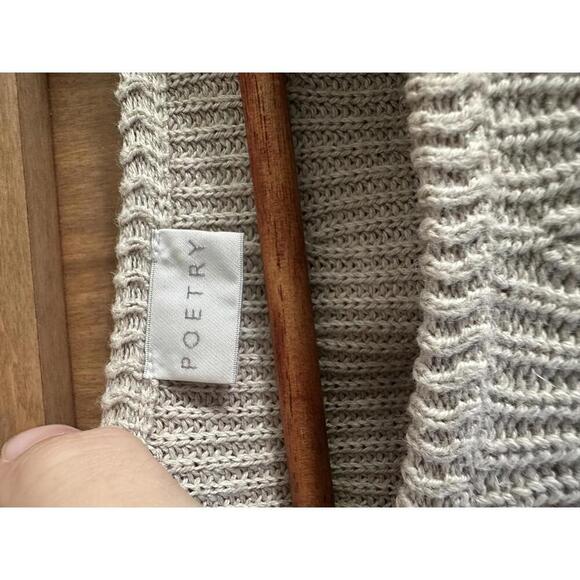 Poetry Taupe 3/4 Button Sleeve Knit Sweater Cotton/Linen Blend Women’s size 10 - Picture 5 of 9